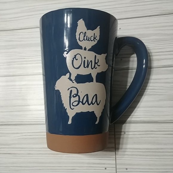 Chicken Pig Sheep Ceramic Latte Mug CLUCK OINK BAA Embossed Tall Coffee 17Oz NEW - Picture 3 of 13